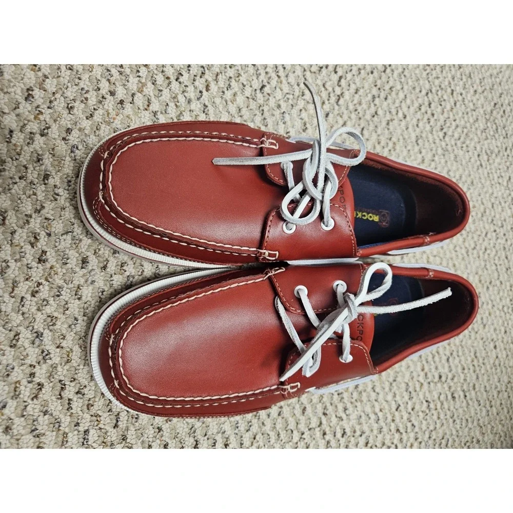 NEW Rockport Men's Red Leather Boat Deck Shoes Size 11 M ⚡️